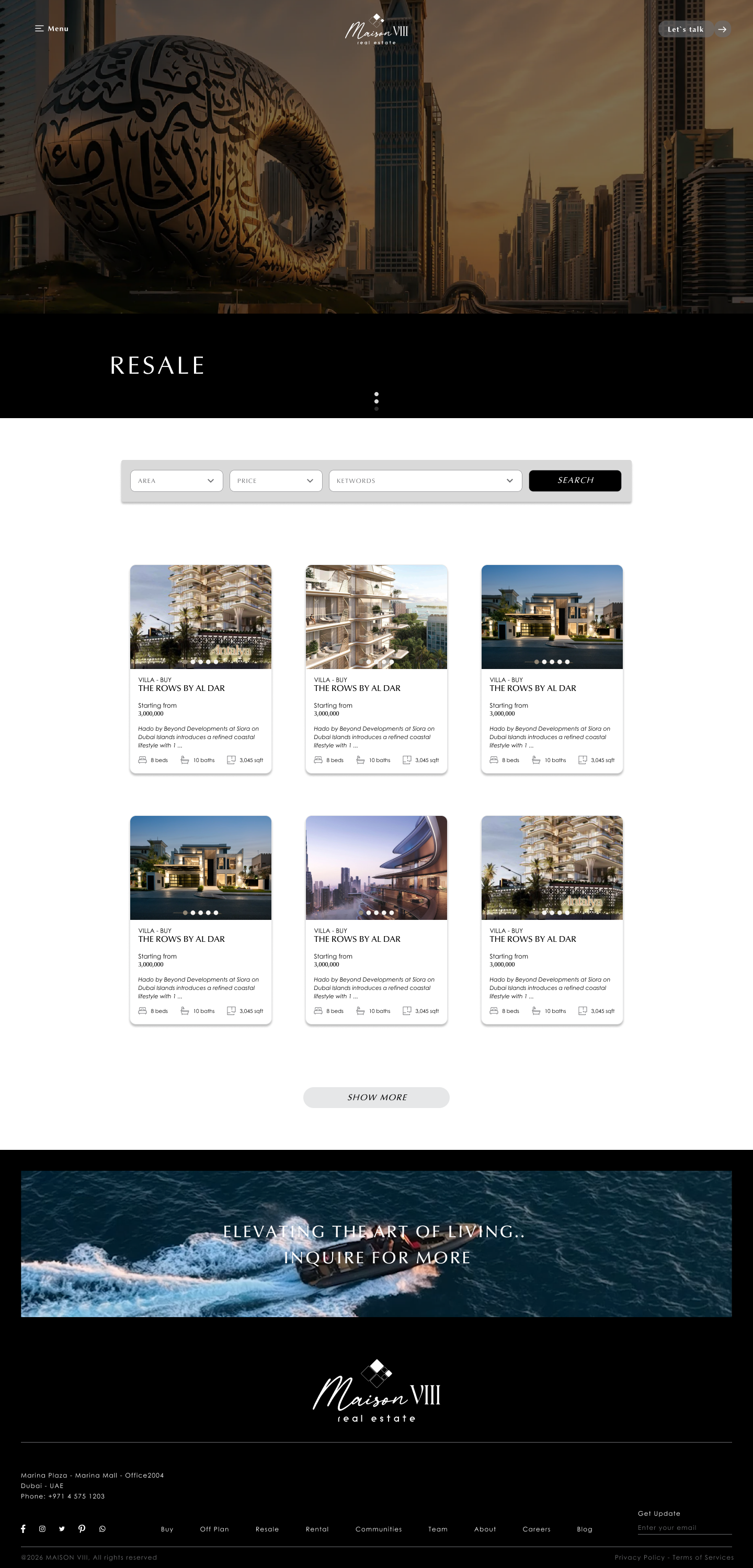 Maison VIII Resale page
