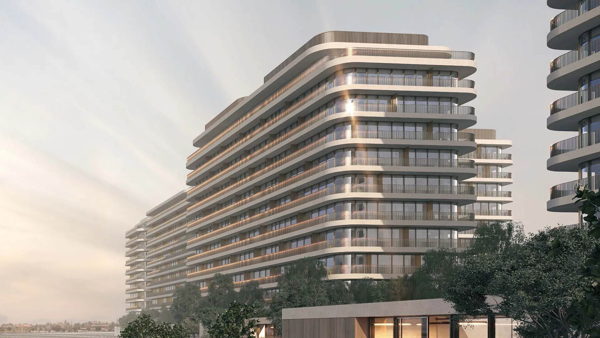 Eden House The Park at Dubai Water Canal – Gallery 10 Eden House The Park side view of low-rise waterfront residences