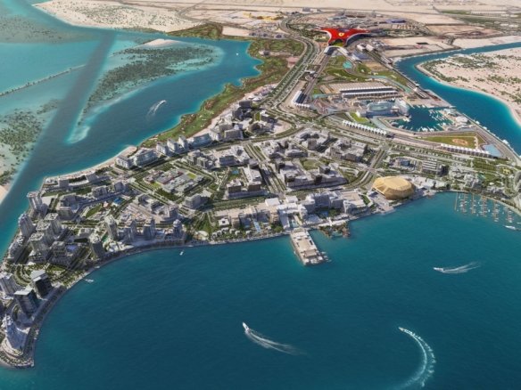 Yas Island Abu Dhabi aerial waterfront community